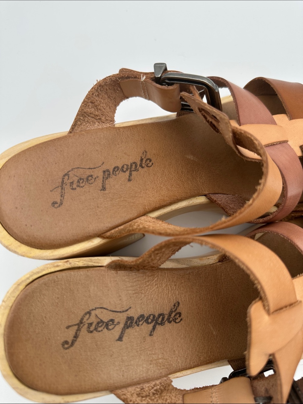 Free People Bellevue Clogs Leather Chunky Wood Fisherman Platform Sandals 39 8.5 - Picture 14 of 16